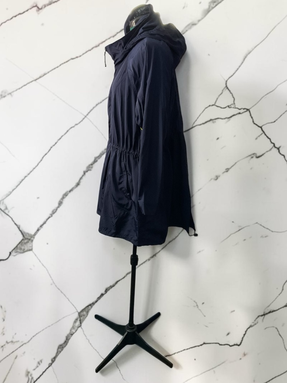 Athleta Navy Hooded Jacket w/ Drawstring Waist P:26” L:38” - Picture 4 of 7